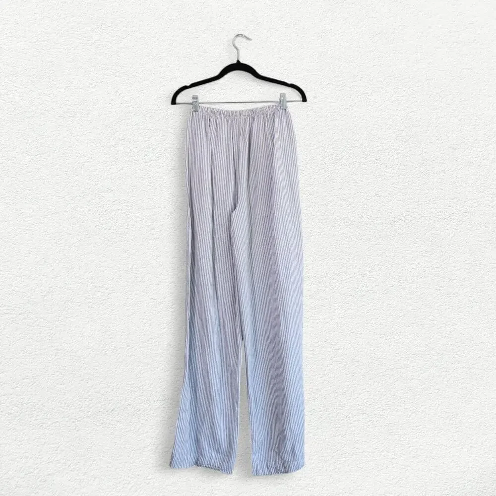 Cotton On Haven Linen Wide Leg Pant in Blue & White Stripes